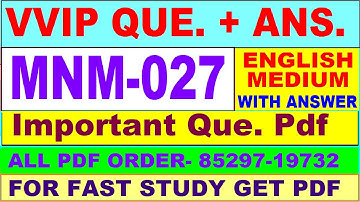 MNM 027 important questions with answer in English | mnm 027 Previous Year Question Paper