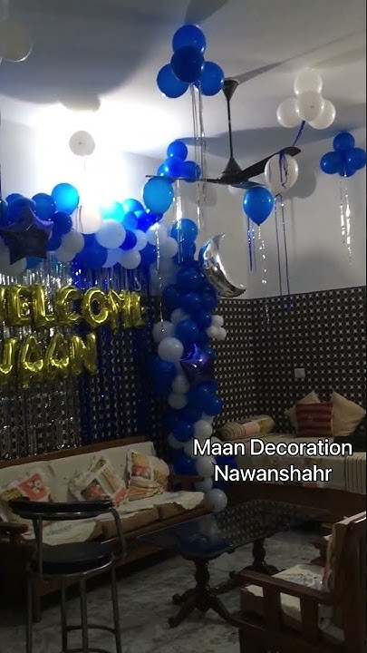 Balloon Decoration At Home For Welcoming A Newborn Baby Boy Welcome balloon-decoration-at-home-for-welcoming-a-newborn-baby-boy-welcome