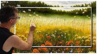 I Painted This Entire Meadow Without a Brush! | Easy Oil Painting for Beginners