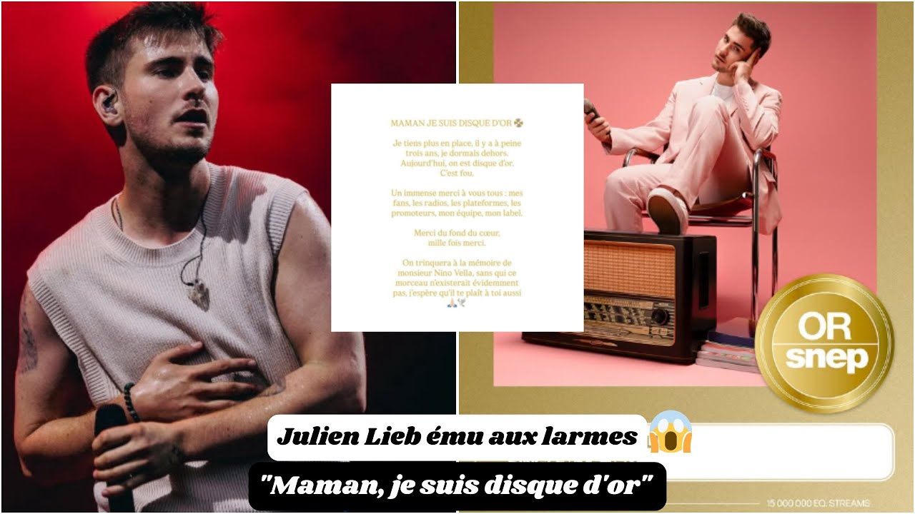 Julien Lieb en larmes : il décroche son disque d’or et adresse un message bouleversant à sa mère