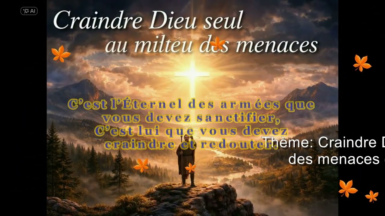 Méditation du jour [24-02-26]. Thème: Craindre Dieu seul au milieu des menaces et des tumultes