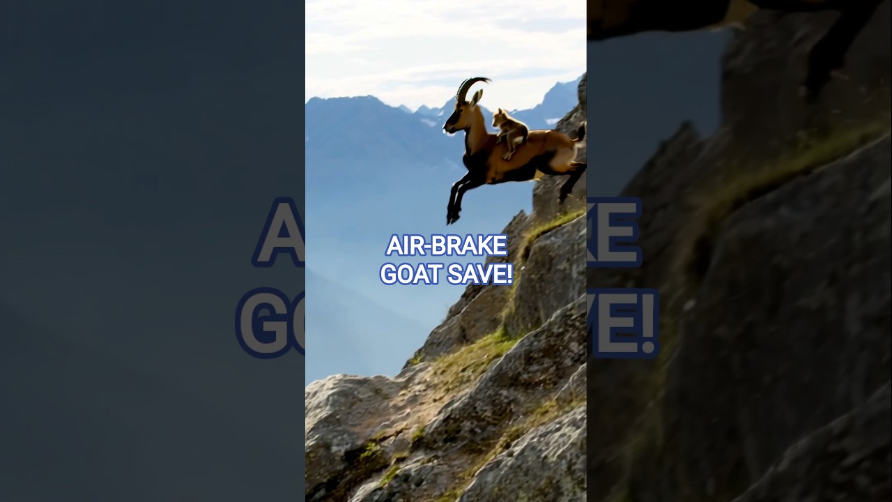 Mama Goat’s Air-Brake Save! Cliffside Jump with Baby Goat 