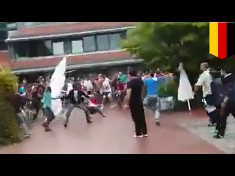Refugee fight in Germany: Migrants fight in German town of Friedland - TomoNews