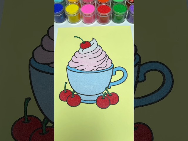 Cherry Ice Cream Sand Art🍒🍦 #asmr #sandpainting #sandart #satisfying #shortsviral