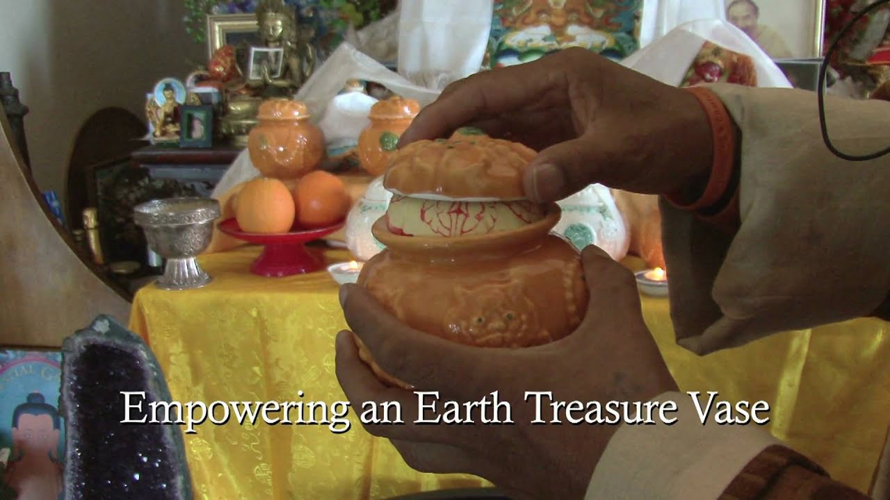 Lama Kunga making Earth Treasure Vases