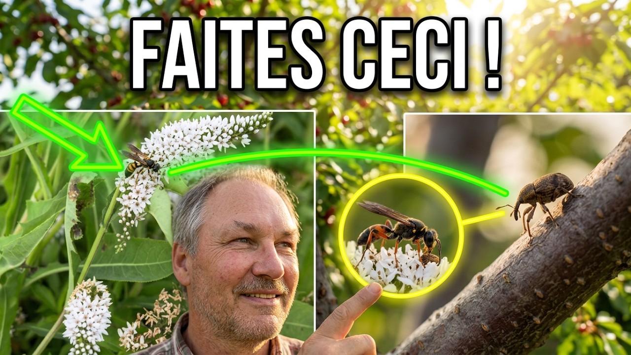 Observations d'une plante attirant les insectes auxiliaires (guêpes) au verger permaculturel du C21