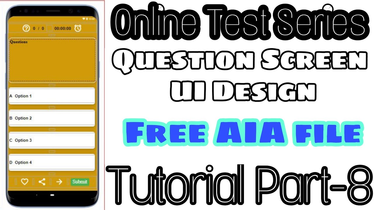 Online test series app tutorial part-8 | Questions screen UI Design with animation | free aia file