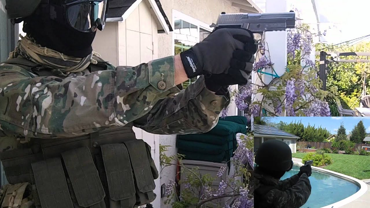 Shooting the Tokyo Marui P226 (airsoft)