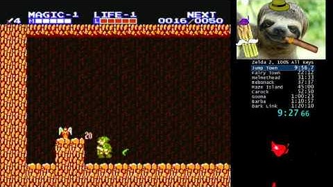 Zelda 2 (NES) speedrun 1:19:38 100% All Keys 1cc (stream)