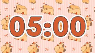 🐹 5 Minute Timer With Relaxing Lofi Music, Alarm & Cute Capybaras | 4K Countdown