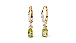Technibond DiamondAccented Oval Gemstone Drop Earrings