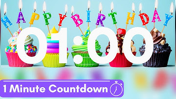 1 Minute Timer | Happy Birthday Countdown with Fireworks and Music