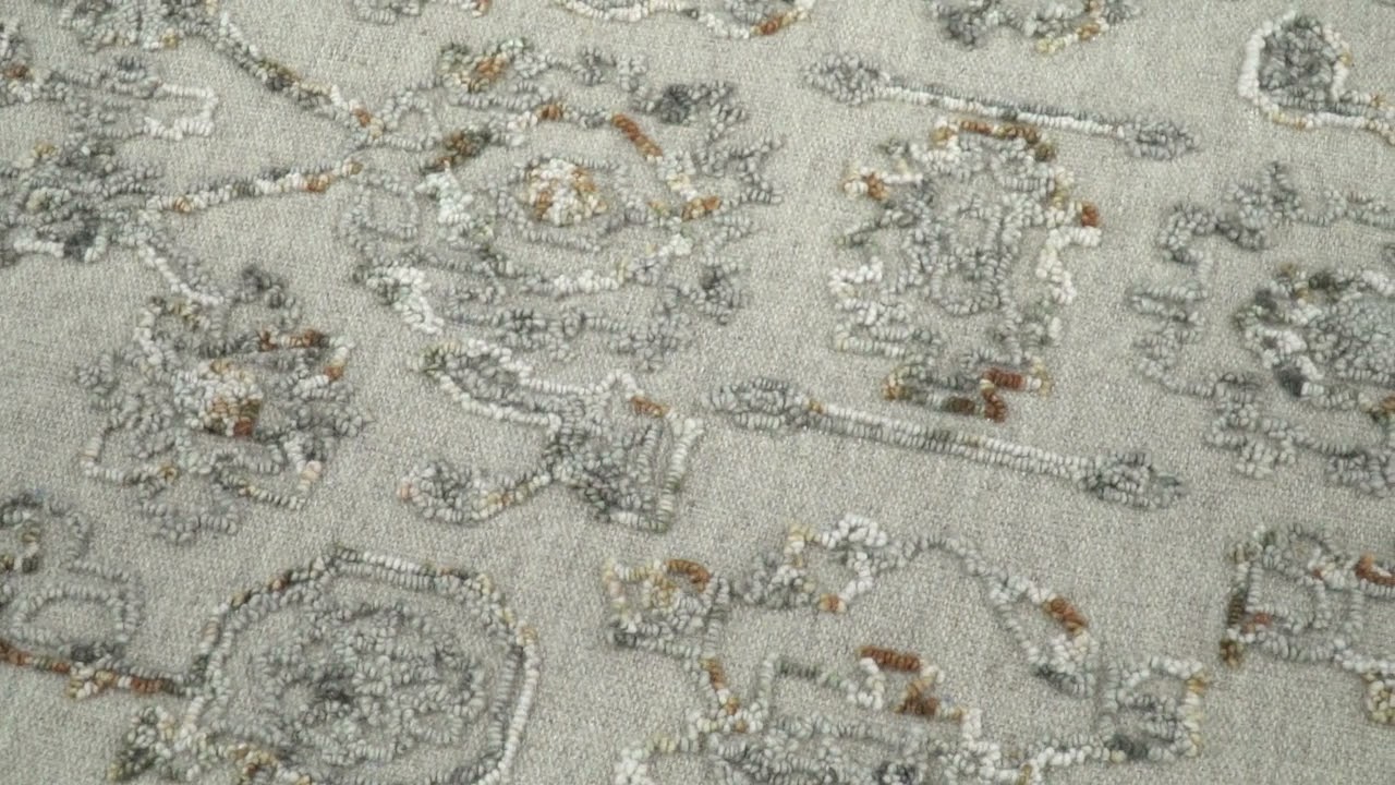 5x8 Hand Hooked Beige and Silver Wool Textured Loop Area Rug | GAR2