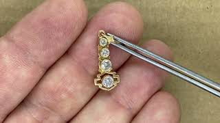 14K Yellow Gold Harley Davidson Logo 1.00ctw Diamond Journey Drop Earrings