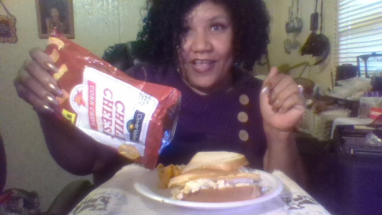 Turkey salad sandwich with chili cheese corn chips #Mukbang #ASMR #tastysensation #먹방 💋