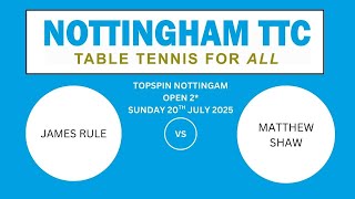 Open 2* 20-7-25 – James Rule v Matthew Shaw