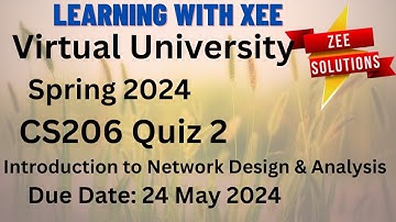 CS206 Introduction to Network Design & Analysis Quiz 2 Spring 2024 Virtual University of Pakistan