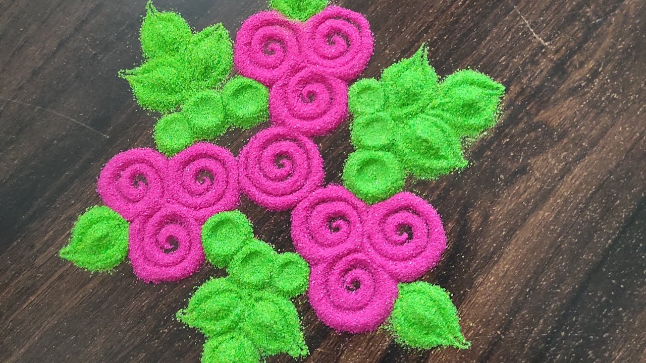 Rangoli..Small Daily Use Rangoli.. Flower Leaf Rangoli.. Easy Daily ...