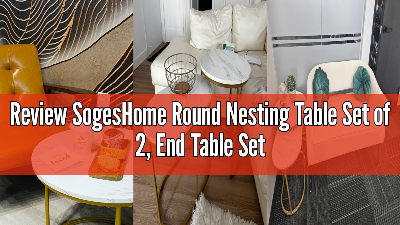 Review SogesHome Round Nesting Table Set of 2, End Table Set, 2 Piece Round Side Table Coffee Table