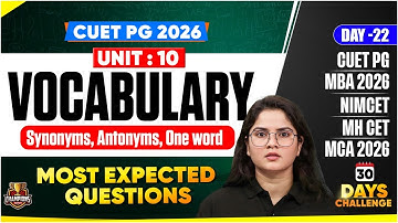CUET PG 2026 English Grammar |VOCABULARY I Most Expected Questions | MBA,MCA, NIMCET