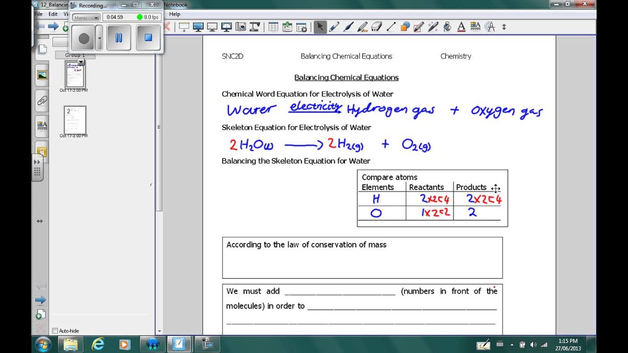 Balancing chemical equations video tutorial - YouTube
