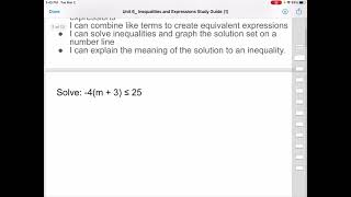 Unit 6: Inequalities and Expressions Study Guide