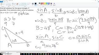 Pre-Calculus Lesson 4-7 The Law of Sines and the Law of Cosines Part 2