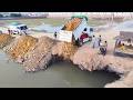Confirmed project using Komatsu D31P machinery in progress, 5Ton truck pushes soil into water