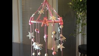 Full step by step tutorial to make your own baby mobile including MACRAME, HAND EMBROIDERY & NEEDLE FELTED WOOL 