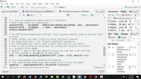 Multiple Regression Backward Elimination R Markdown Code
