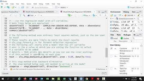 Multiple Regression Backward Elimination R Markdown Code