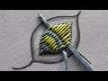 Super splendid leaf hand embroidery design|how to start embroidery design|kadai