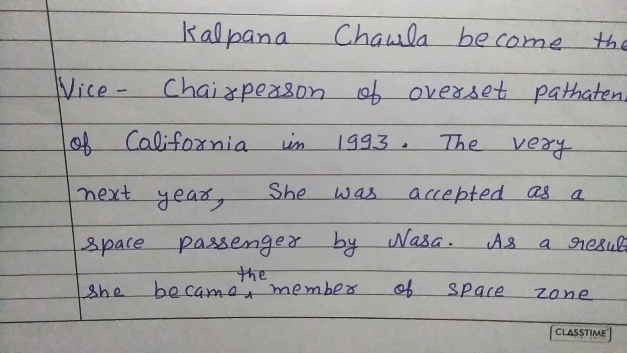 essay paragraph on kalpana chawla in english