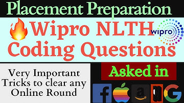 Wipro NLTH Coding Questions in Python | Wipro Interview Preparation | Wipro Coding Questions 2021