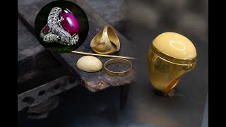 แหวนทอง หัวงาช้าง แบบเกลี้ยง how to make gold jewelry Cincin pria rings for men