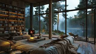Tranquil Rainfall & Crackling Fireplace For Serene Reading Retreat | Relaxing Atmosphere | ASMR