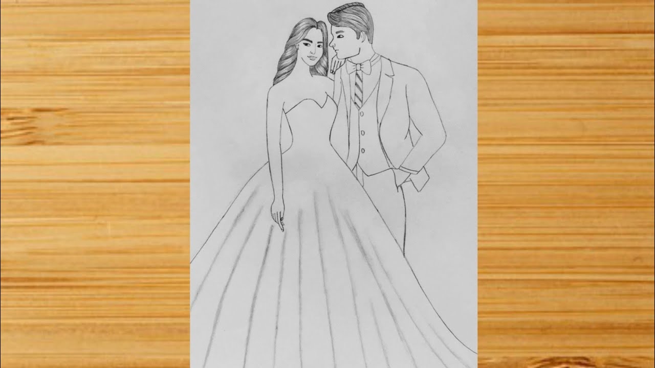 Couple wedding love romance sketch Royalty Free Vector Image