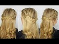 Cascading Looped Half Up Crown Braid