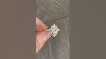 Pear Cut Moissanite Halo Engagement Ring.