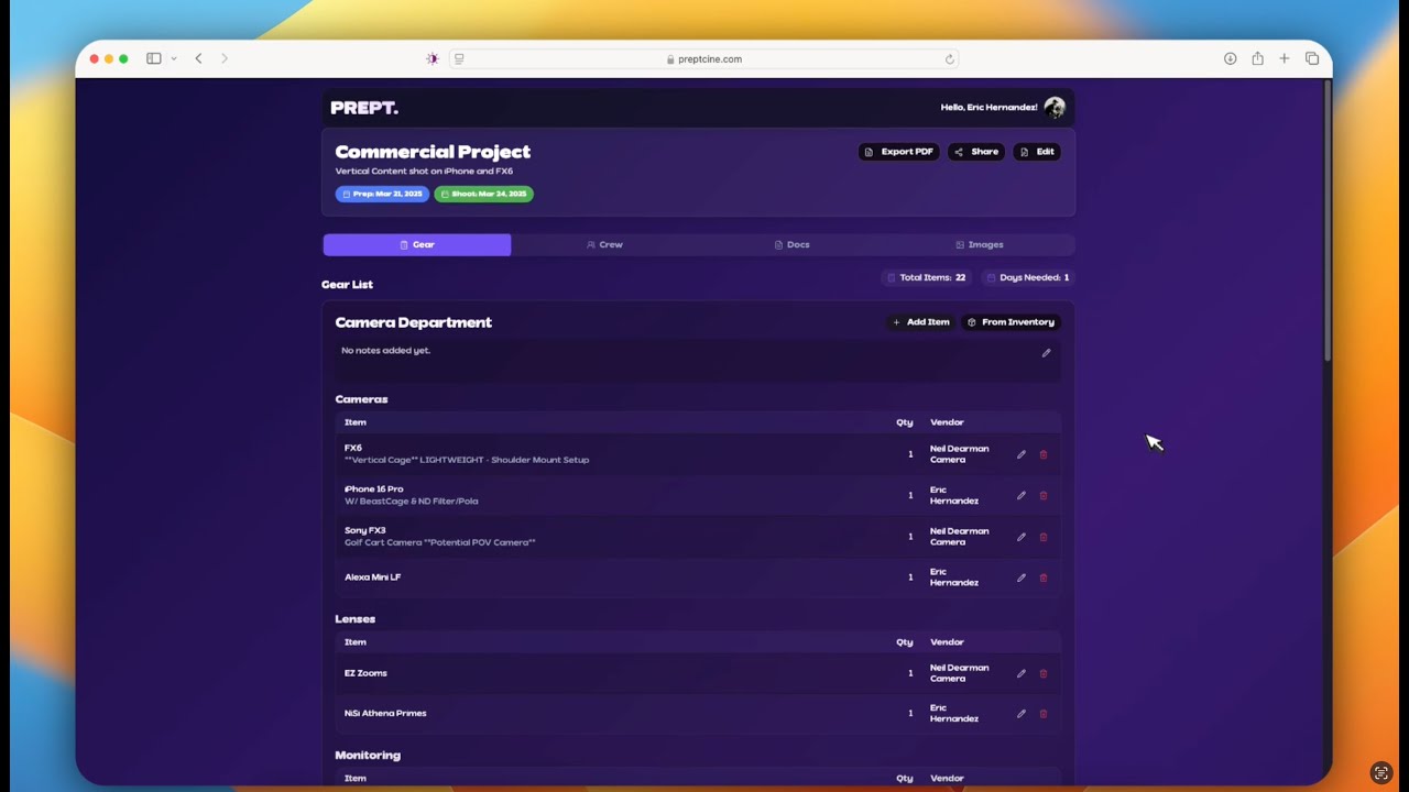 PREPT. Demo – Create and Share Gear Lists