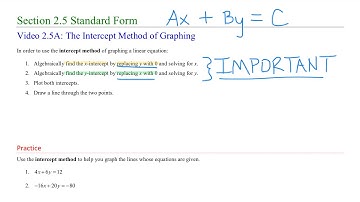 Video: M070 S2.5_01 The Intercept Method of Graphing