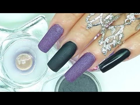 UÑAS ACRILICAS PUNTA CUADRADA NEGRO Y MORADO MÁS AFECTÓ FOIL MATTE CON  CRISTAL OPAL - thptnganamst.edu.vn