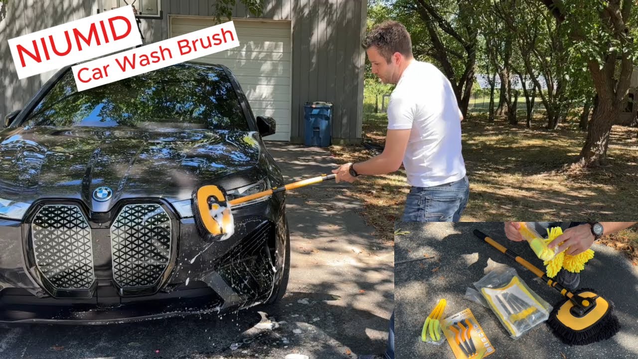 NIUMID Car Wash Brush with Long Handle Mop Kit 55 Inch 