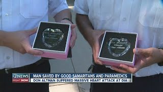 Paramedics honored by man they saved at Denver International Airport