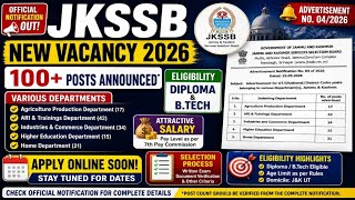 JKSSB Notification 2026 Out | Diploma & B.Tech Candidates Eligible | Apply Online Soon