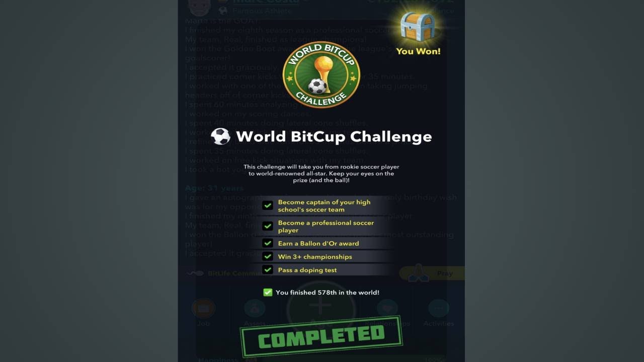 Bitcup How to Complete Bitlife's World BitCup Challenge - YouTube