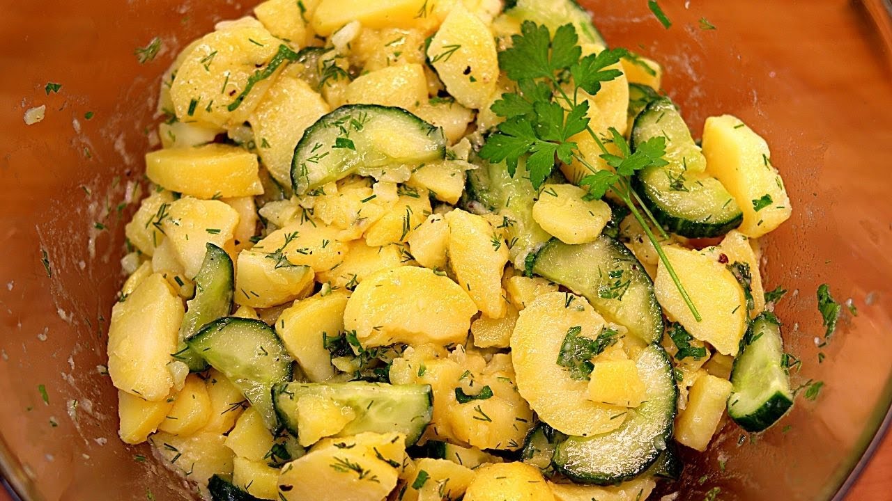 Kartoffelsalat Wiener Art ohne Mayonnaise I Erdäpfelsalat mit Gurke ...
