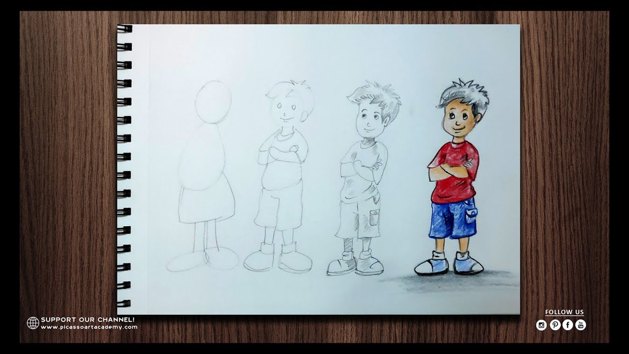 How to draw cartoon characters step by step - YouTube