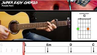 Purple Rain - Prince Guitar Lesson Super Easy Chords