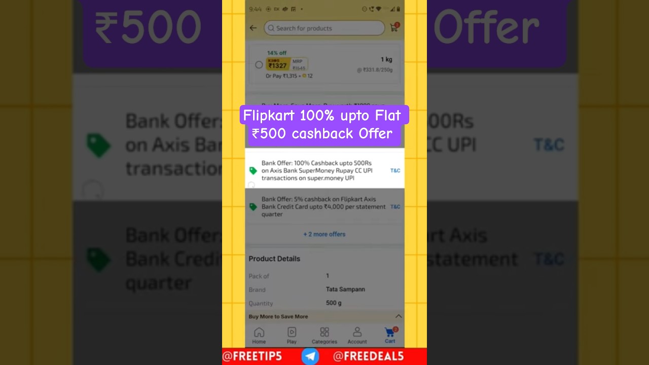 Flipkart 100% upto ₹500 Cashback Offer 